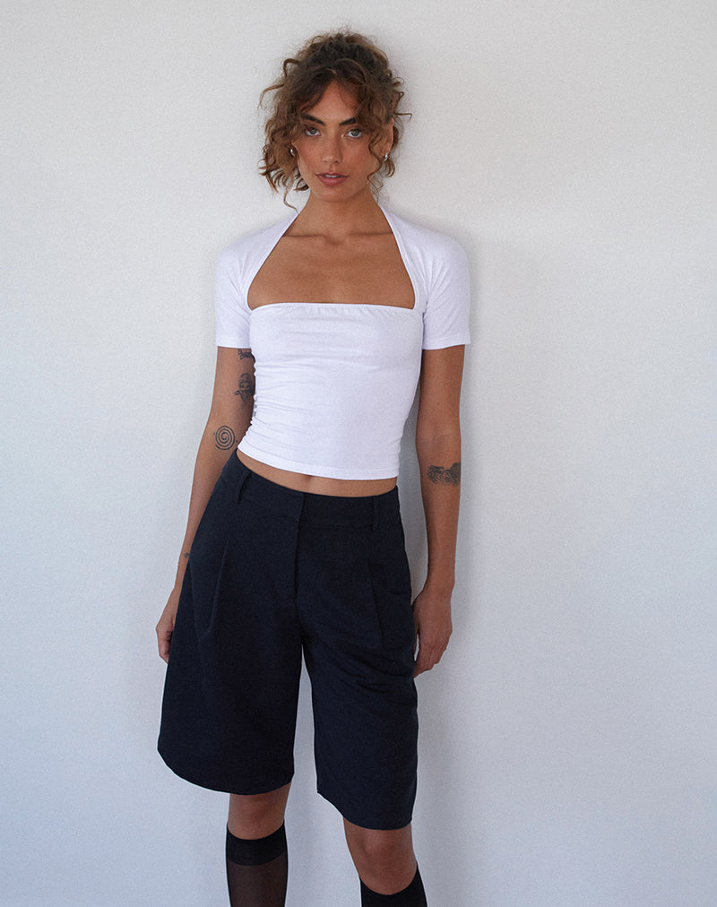 Pantalones cortos capri a medida Sintya en azul marino