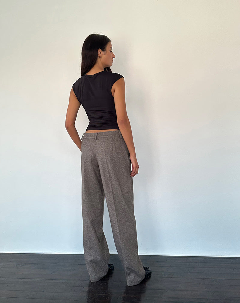 Imagen de Sirkia Pantalones de lana de tiro bajo en marrón oscuro