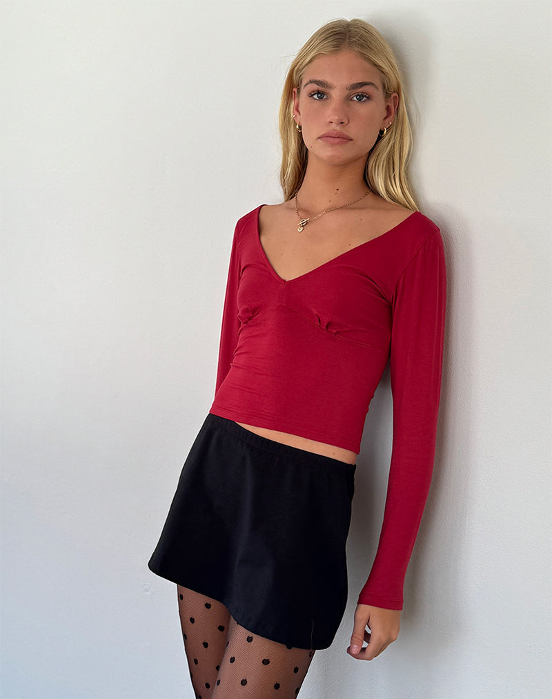 Camiseta de manga larga Sisil en rojo adrenalina