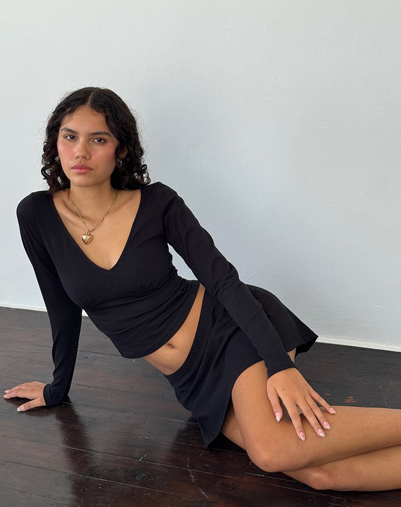 Top de manga larga Sisil negro