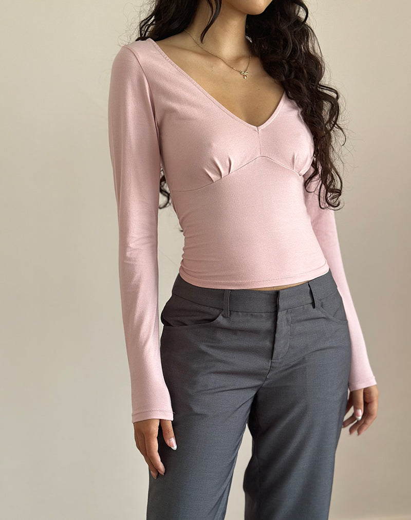 Sisil Top De Manga Larga En Rosa Dama