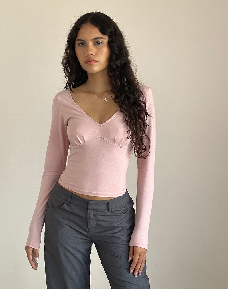 Sisil Top De Manga Larga En Rosa Dama