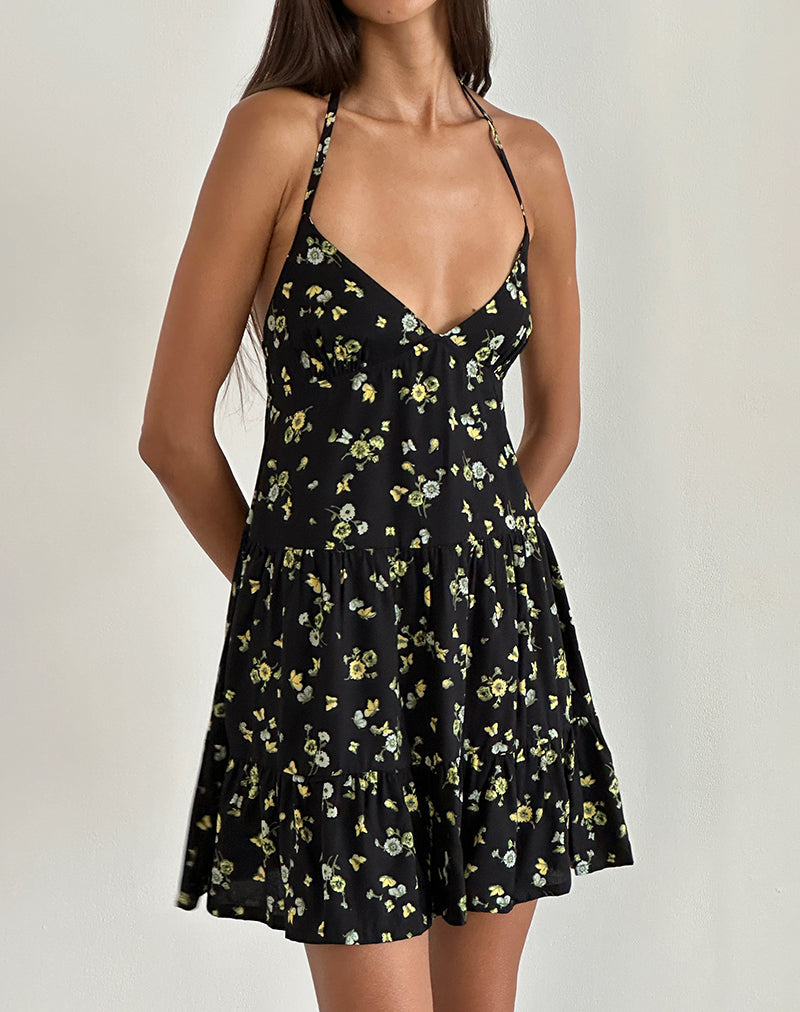 Mini Vestido Siskana en Negro Limón y Lima