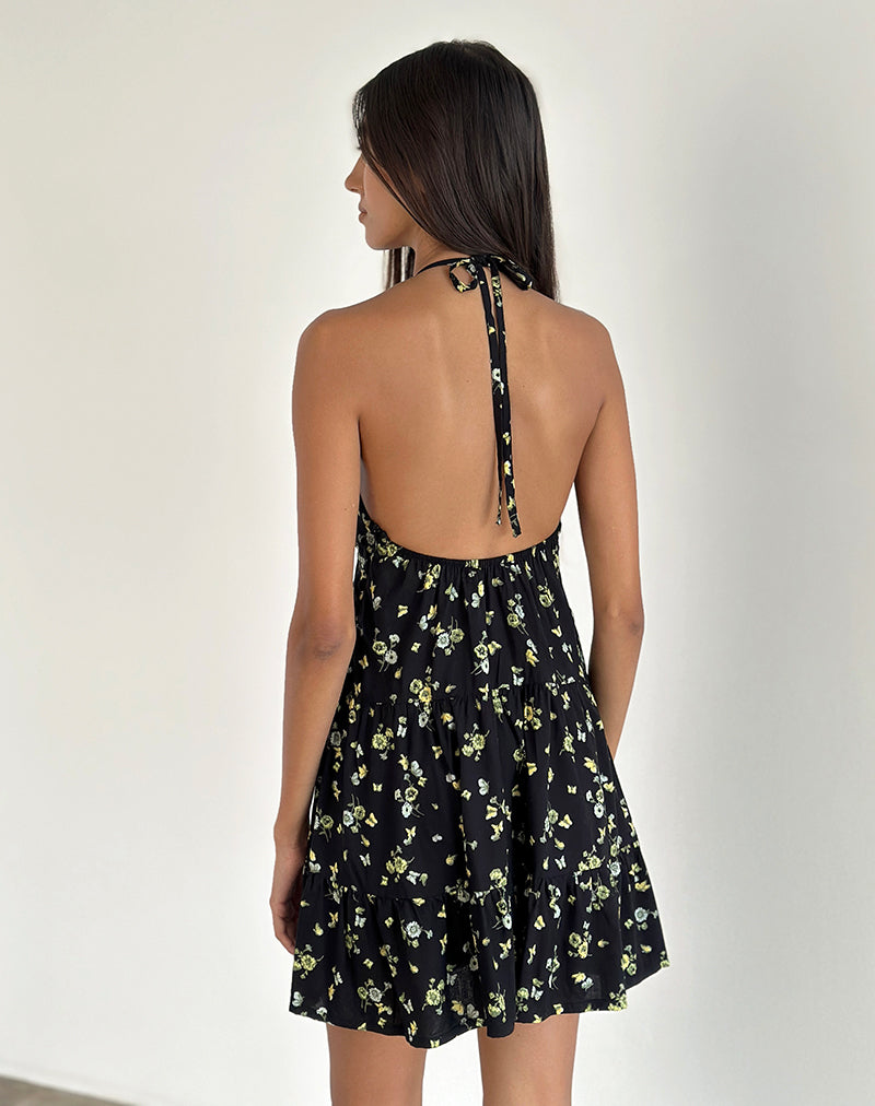 Imagen del minivestido Siskana en lima y limón Negro