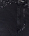  Negro vintage con puntada superior blanca
