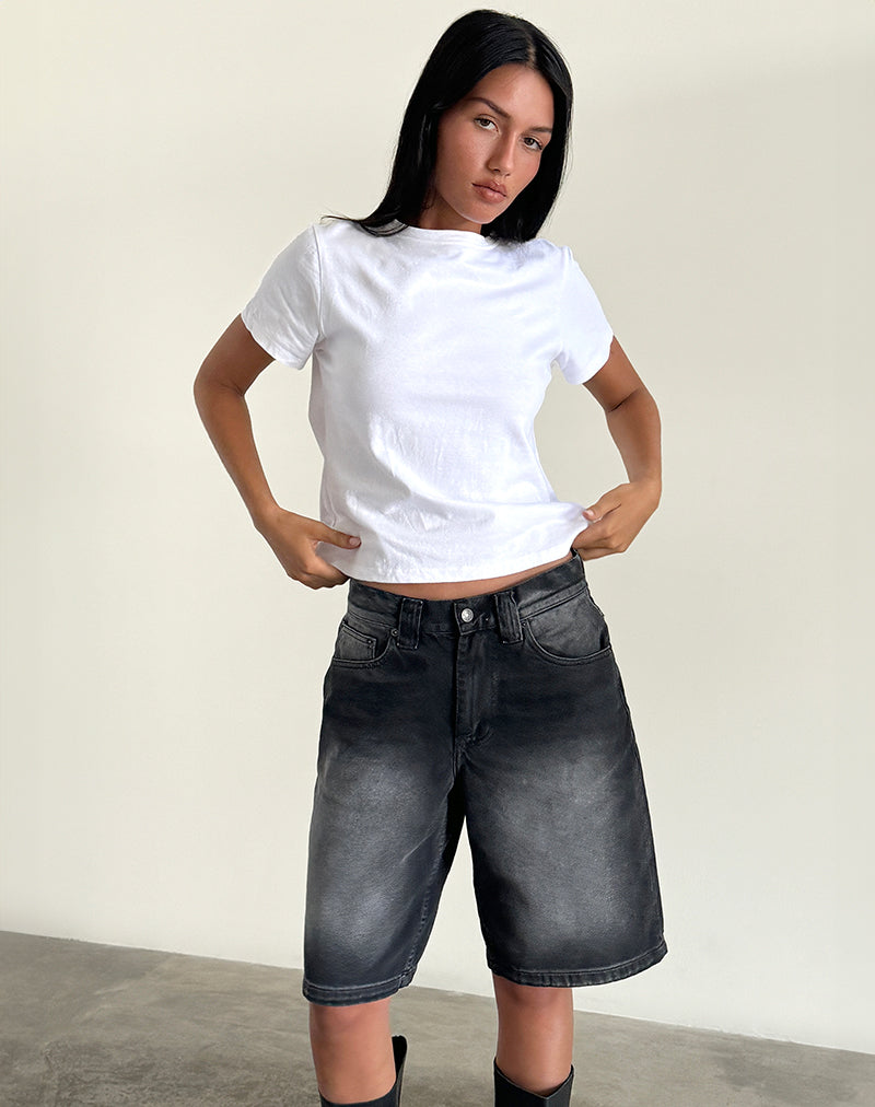 Pantalón corto skater de tiro bajo en negro extremo