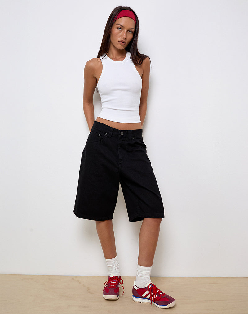 Imagen de Low Rise Skater Shorts en Denim Negro Aclarado