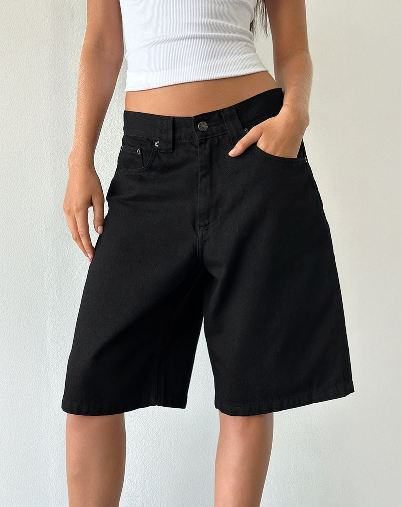Imagen de Low Rise Skater Shorts en Denim Negro Aclarado