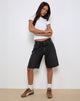 Imagen de Low Rise Skater Shorts in Washed Black Grey Denim