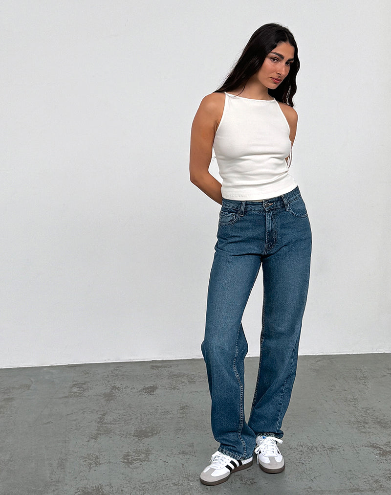 Imagen de Low Rise Slim Parallel Jeans en Mid Blue Used
