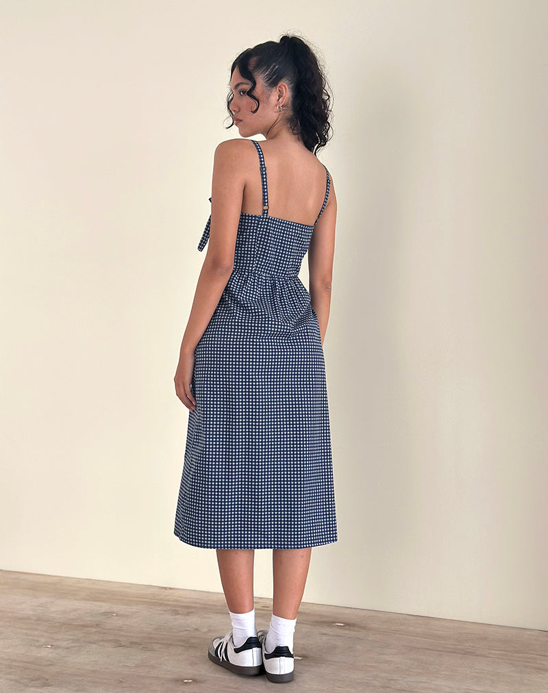 Imagen de Sloane Vestido Midi en Mini Azul Oscuro Gingham