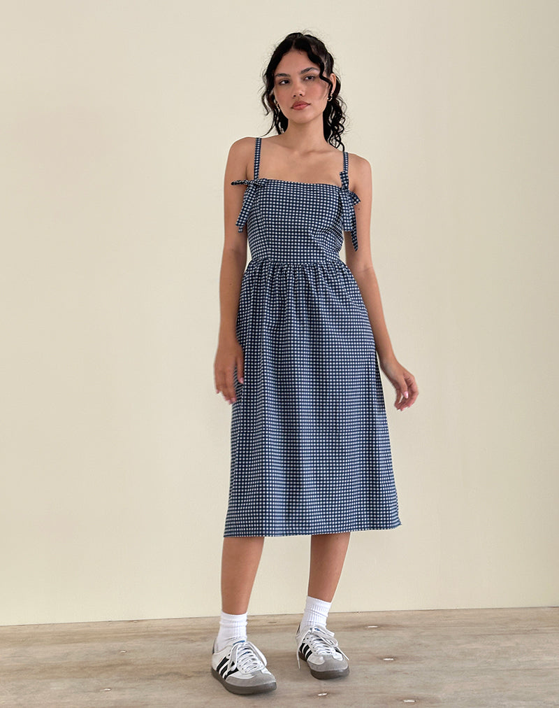 Imagen de Sloane Vestido Midi en Mini Azul Oscuro Gingham