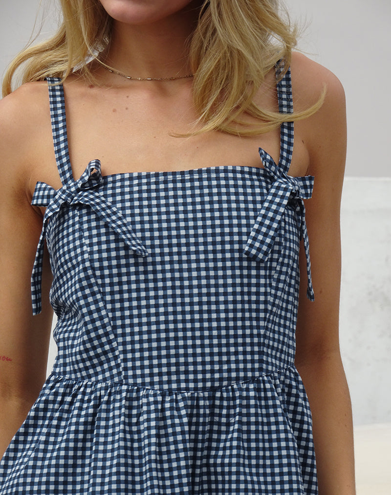 Imagen de Sloane Vestido Midi en Mini Azul Oscuro Gingham