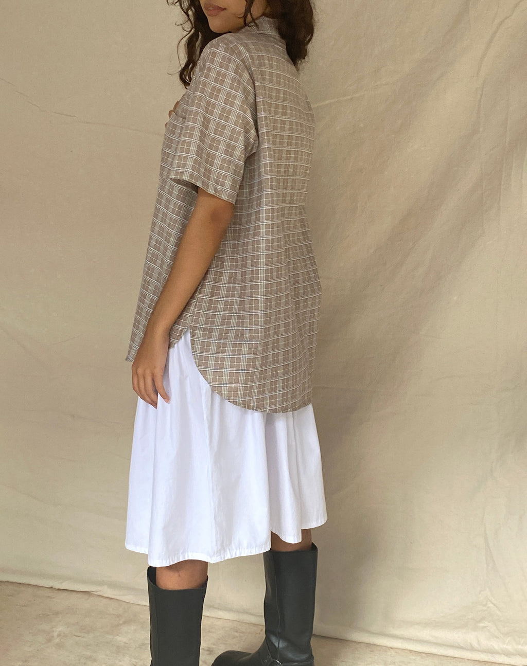 Camisa Smith de manga corta a cuadros topo