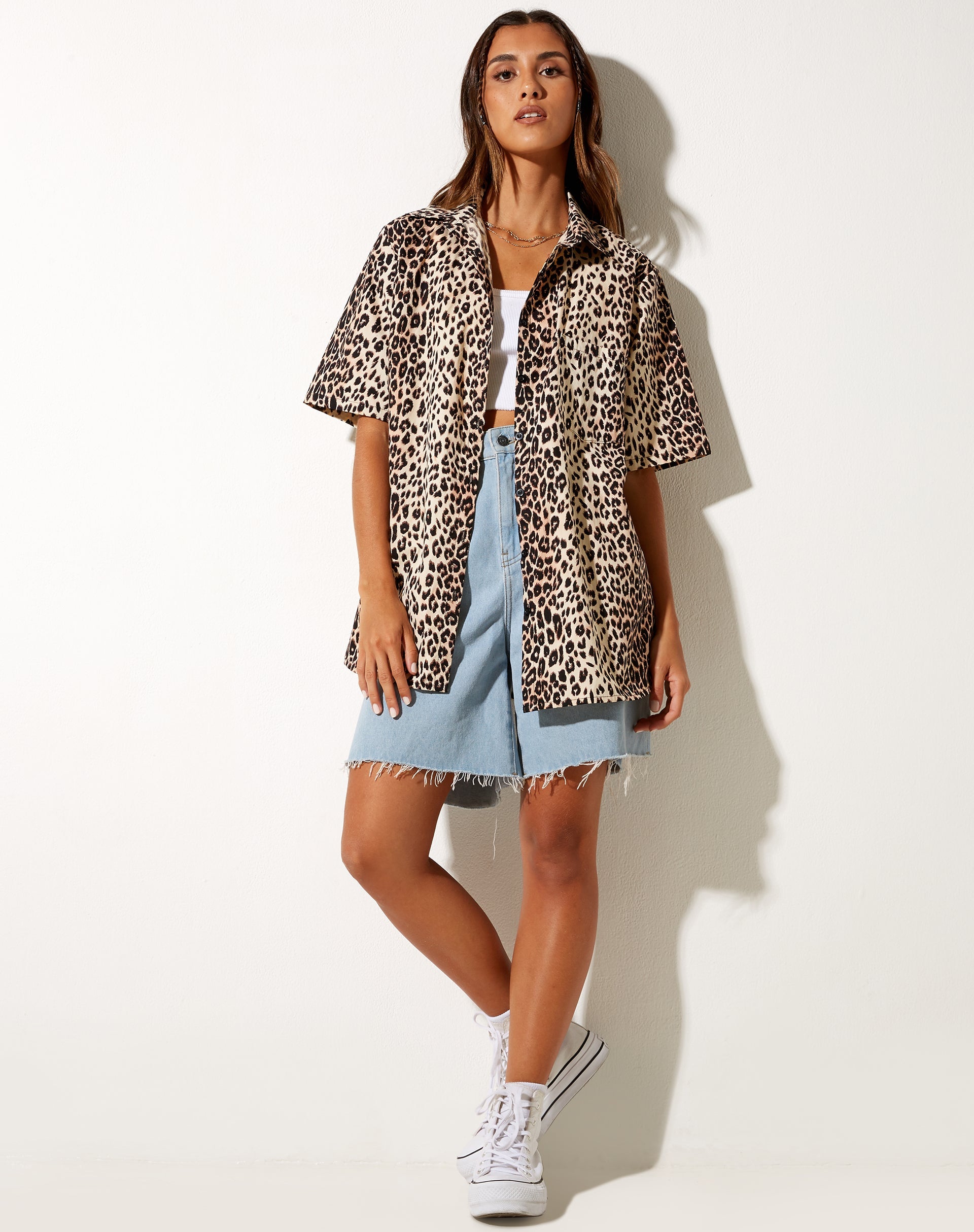 Imagen de la camisa Smith de manga corta en leopardo auténtico