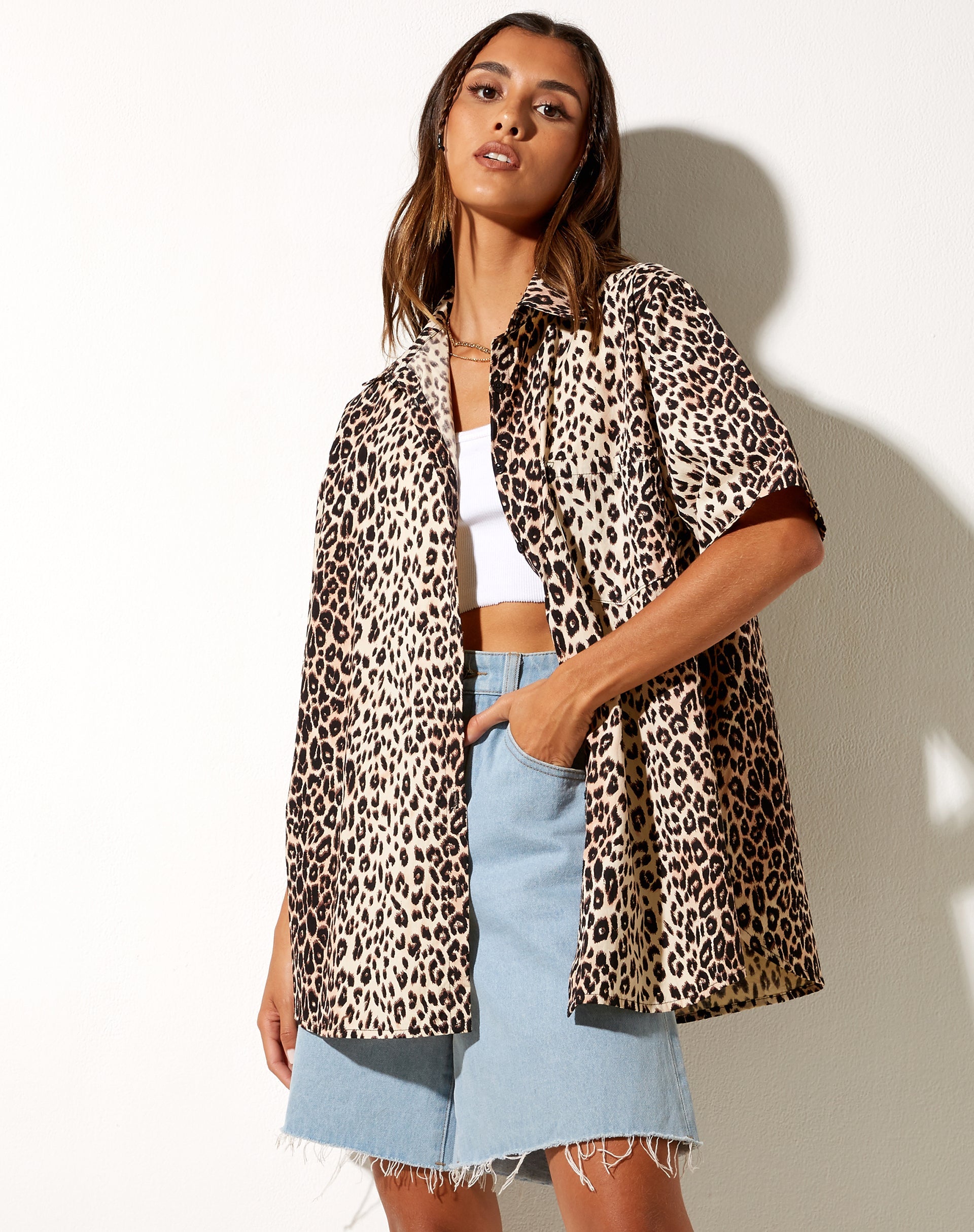 Imagen de la camisa Smith de manga corta en leopardo auténtico