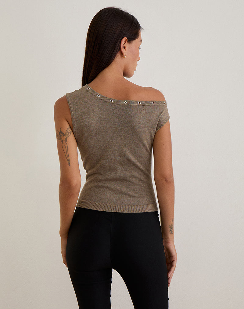 Imagen de Sojin Top en Lurex Dorado con Ojales