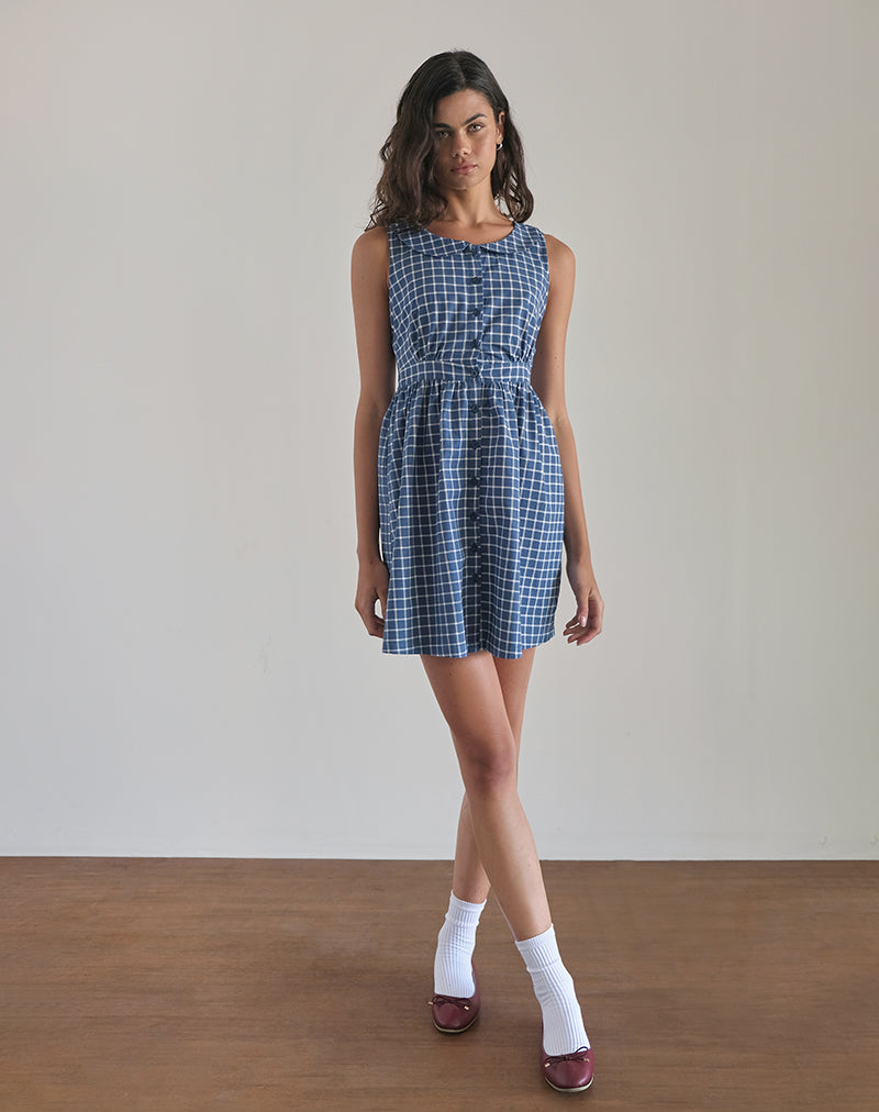 imagen de Sokasi Mini Dress in Navy Tartan