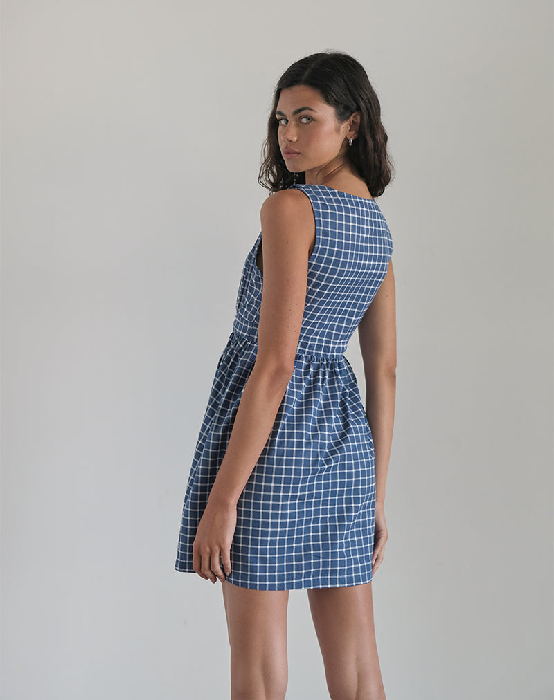 imagen de Sokasi Mini Dress in Navy Tartan