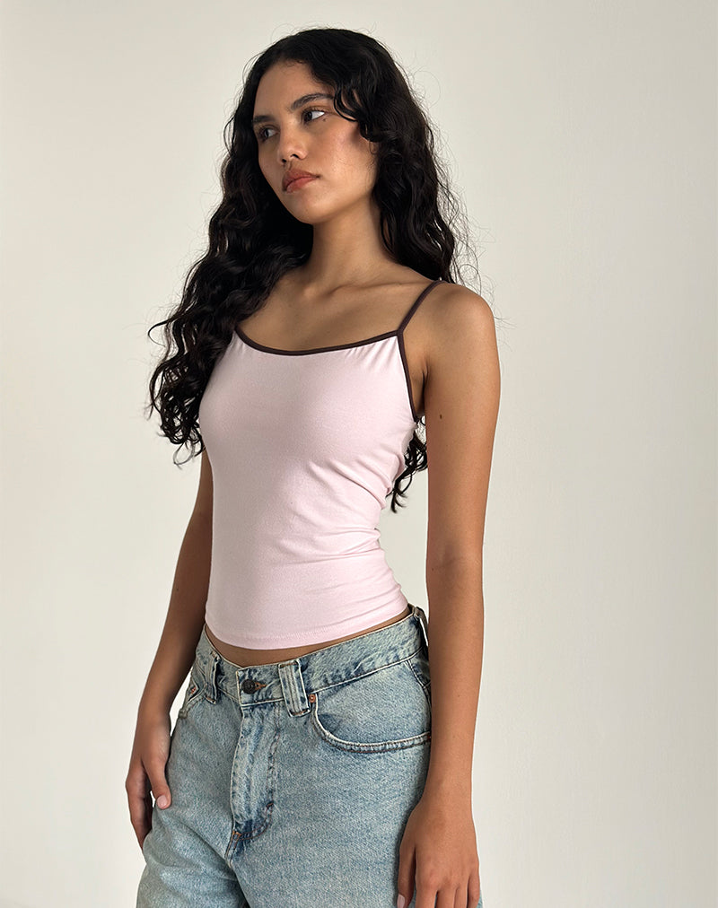 Imagen de Solani Top en rosa claro con encuadernación de caoba profunda