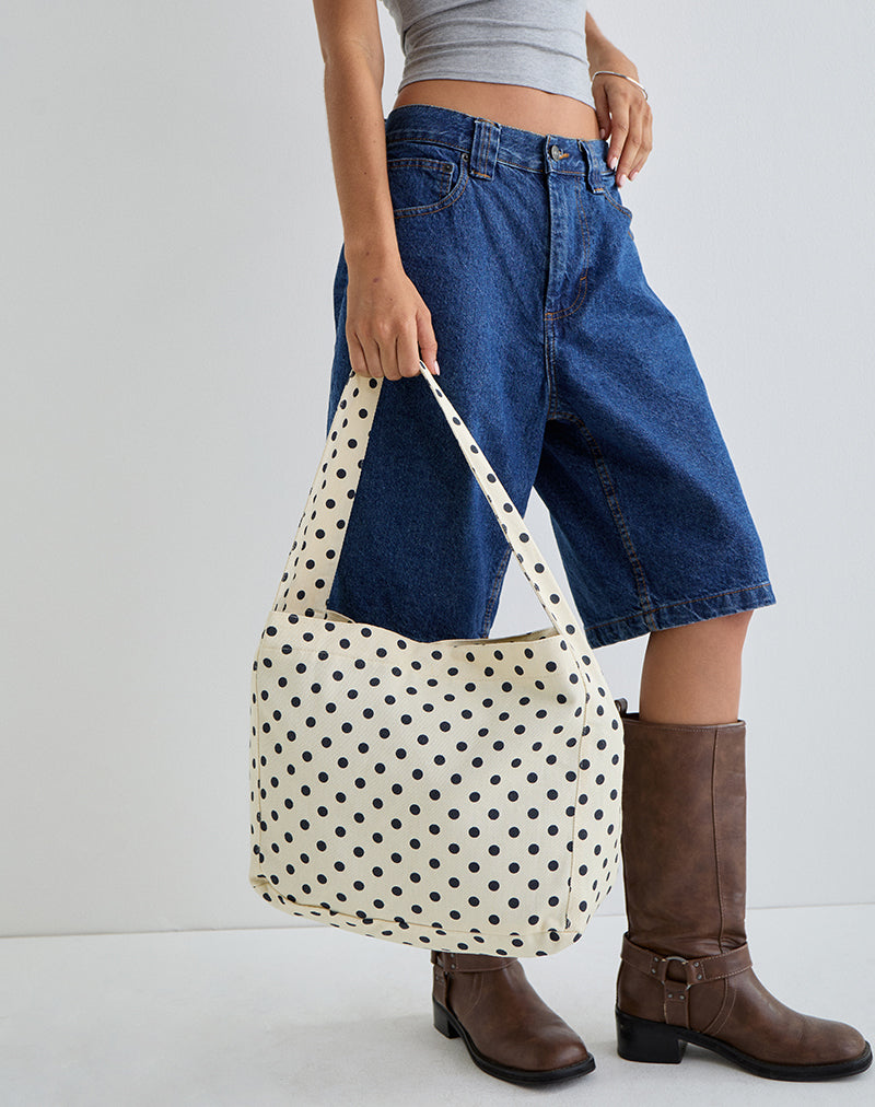 Imagen del bolso Sota Polka Twill en blanco y negro
