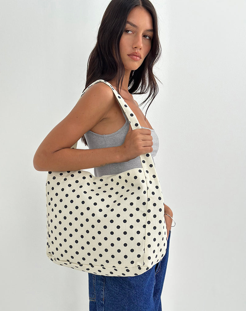 Imagen del bolso Sota Polka Twill en blanco y negro