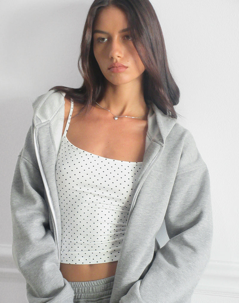Solay Cami Top en blanco con microestampado de lunares negro