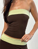 Imagen de Solna Bandeau Top en marrón chocolate con ribete pistacho