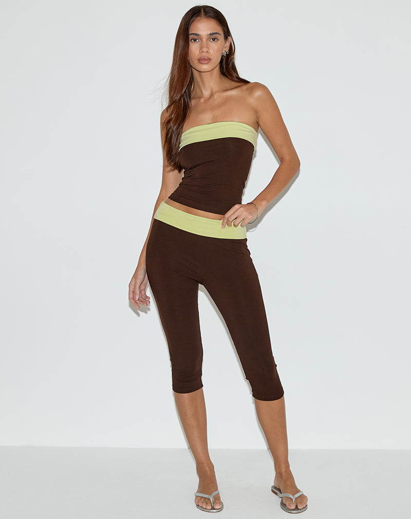 Imagen de Vivah Fold-over Capri en marrón chocolate con encuadernación pistacho