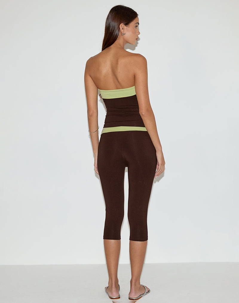 Imagen de Vivah Fold-over Capri en marrón chocolate con encuadernación pistacho