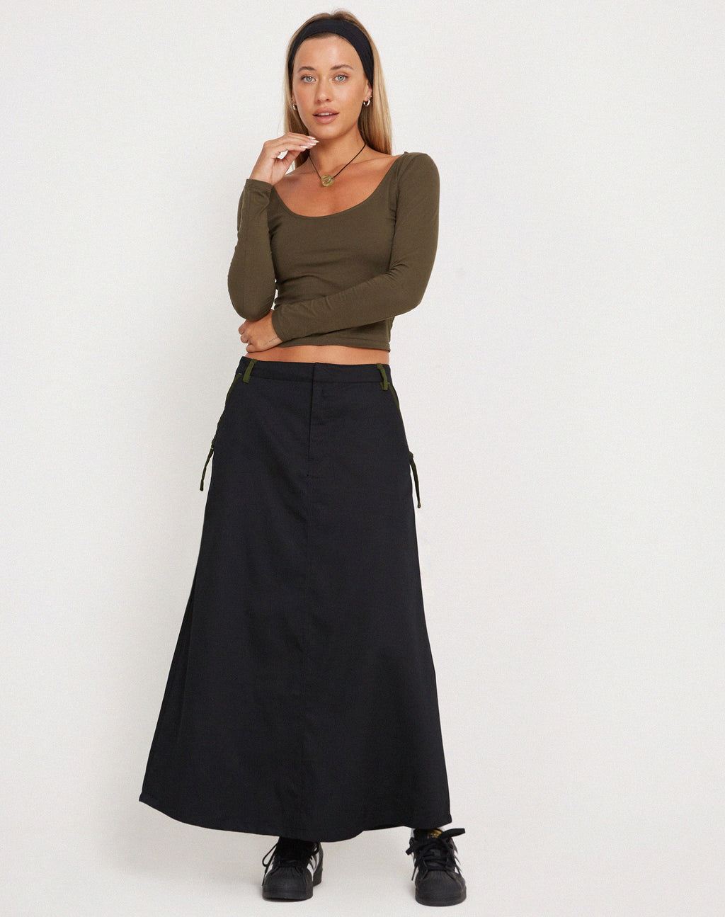Falda Midi Sorrel Verde Bosque Negro