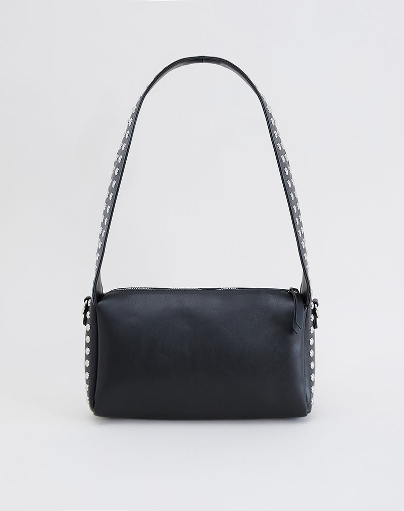 Image of Bolso de hombro con tachuelas en negro