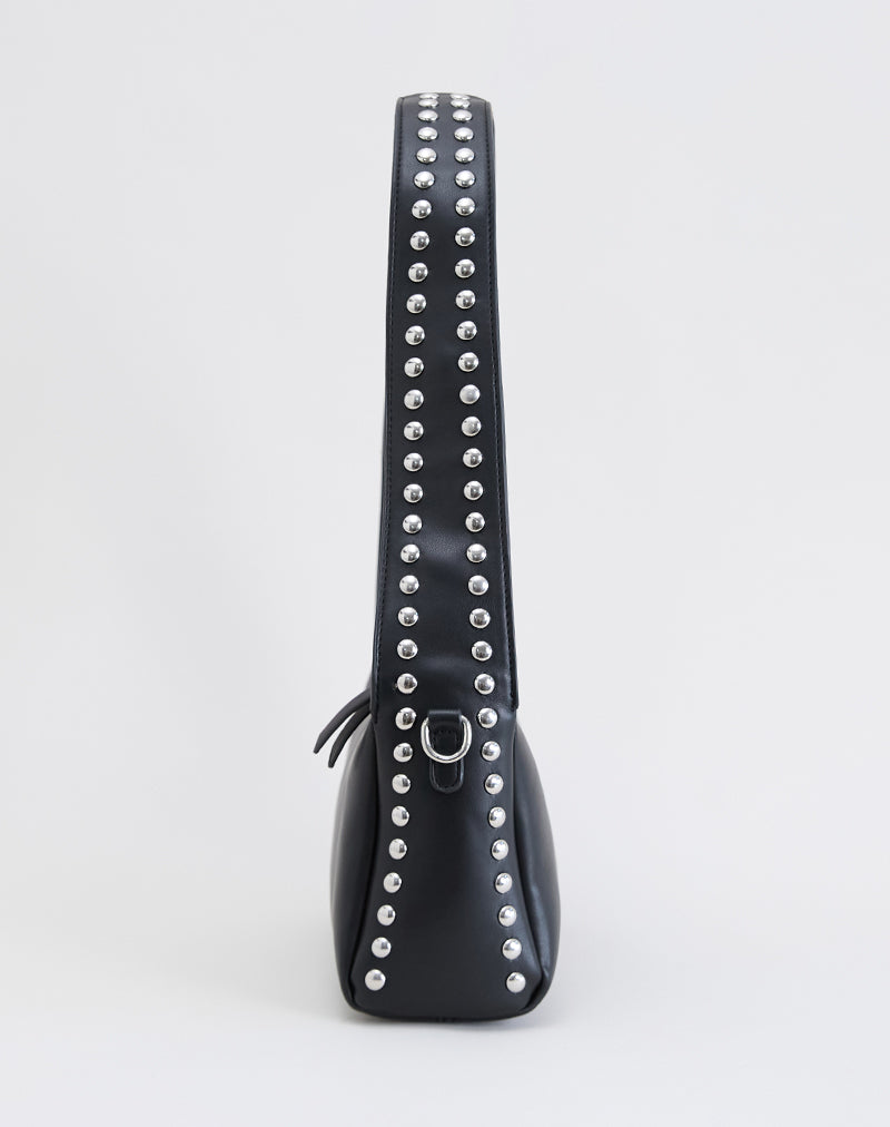 Image of Bolso de hombro con tachuelas en negro