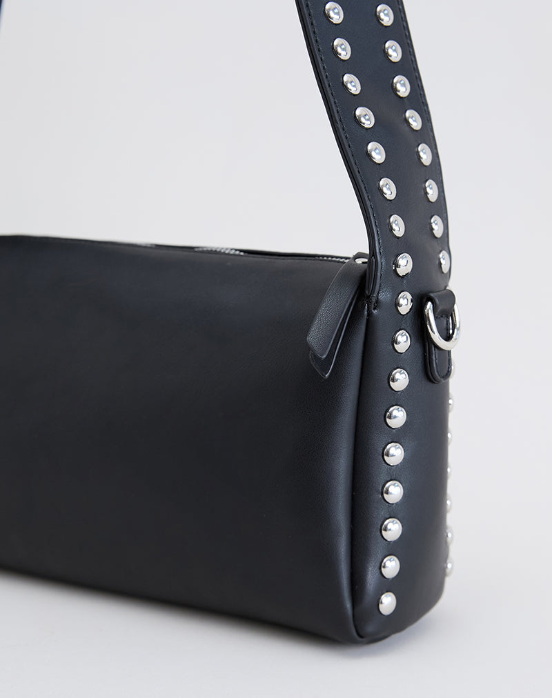Image of Bolso de hombro con tachuelas en negro