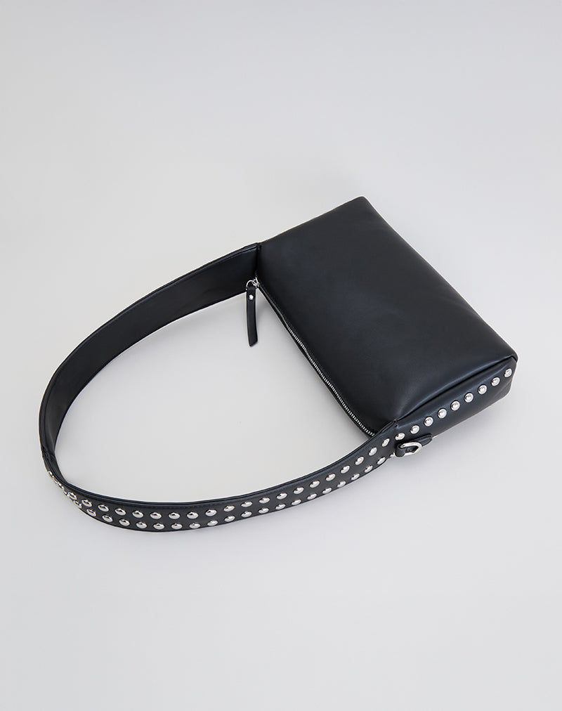 Image of Bolso de hombro con tachuelas en negro