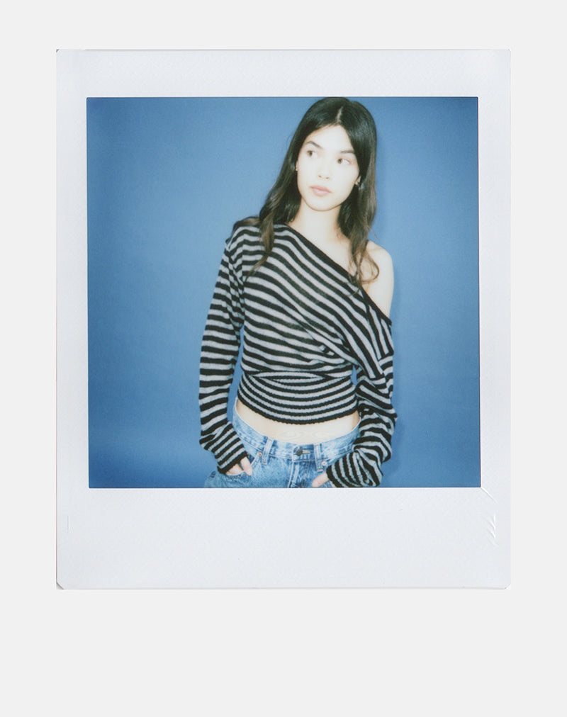 Jersey asimétrico Suena a rayas negras y grises