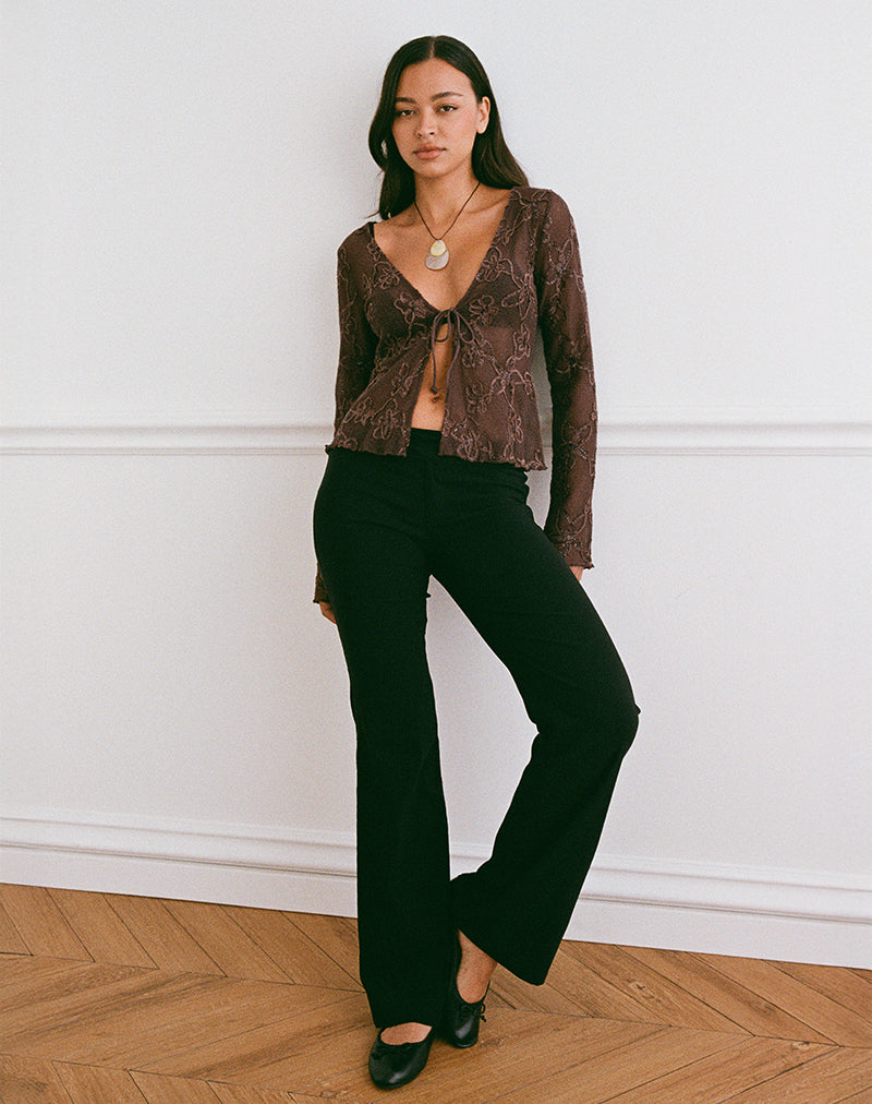 Imagen de Sukita Chaqueta de punto con lentejuelas Marrón oscuro