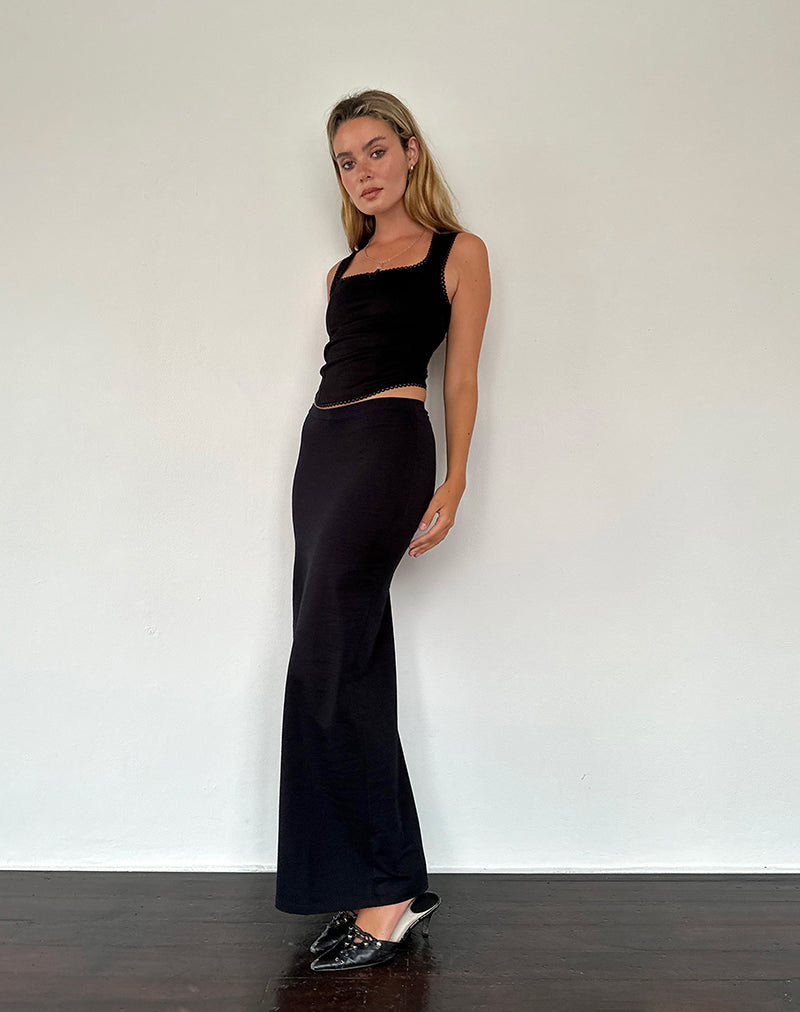 Imagen de Sunadia V Maxi Skirt in Black Lycra