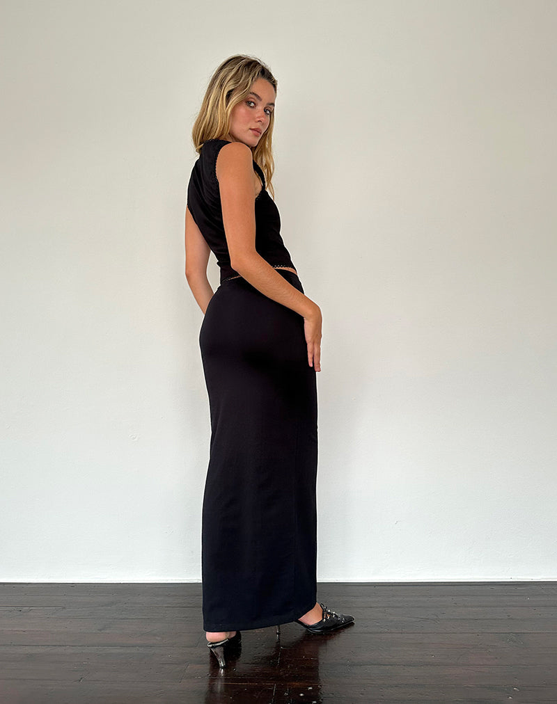 Imagen de Sunadia V Maxi Skirt in Black Lycra