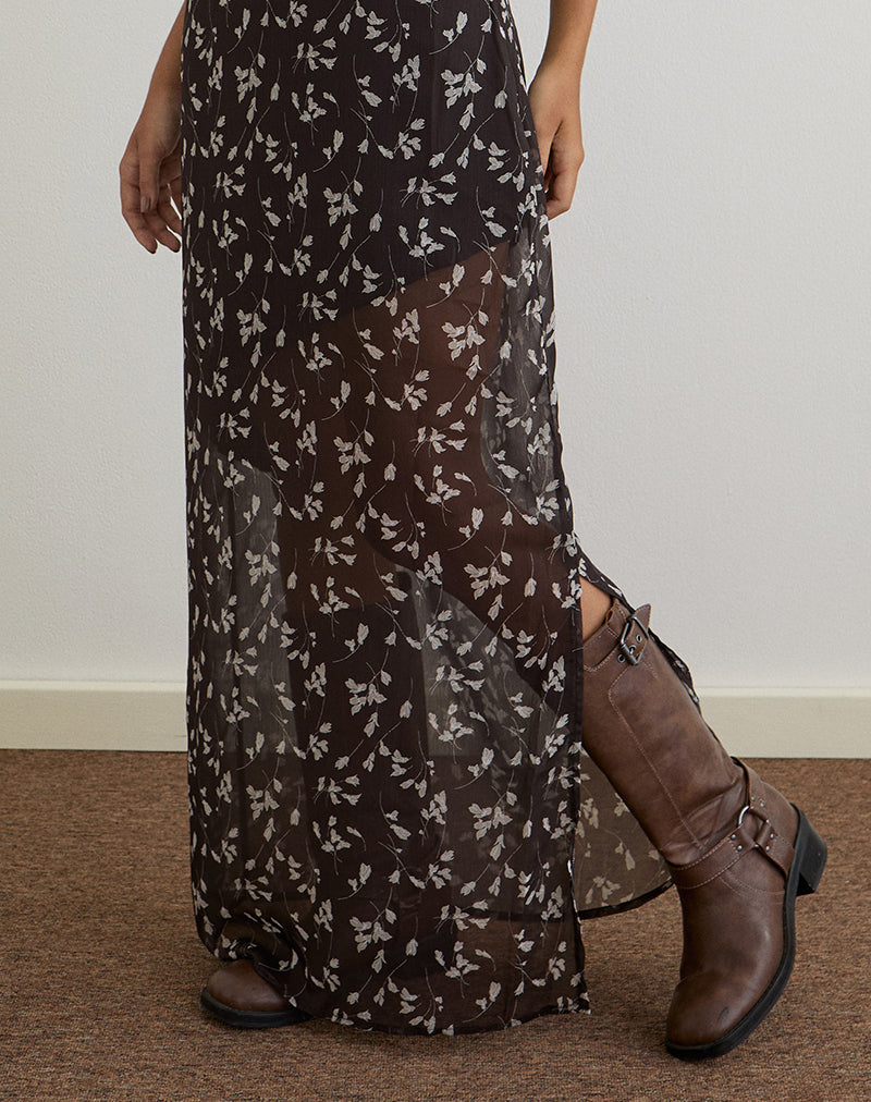 Imagen de Sunita Maxi Dress in Flower Chiffon Marrón