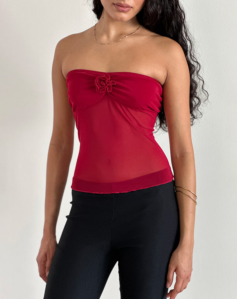 Imagen de Sunniva Bandeau Top en Malla Cereza