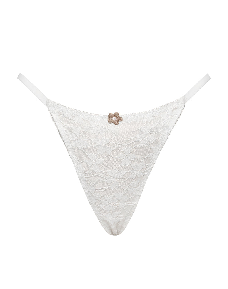 Imagen de Sura Tanga de encaje floral compacto Marfil