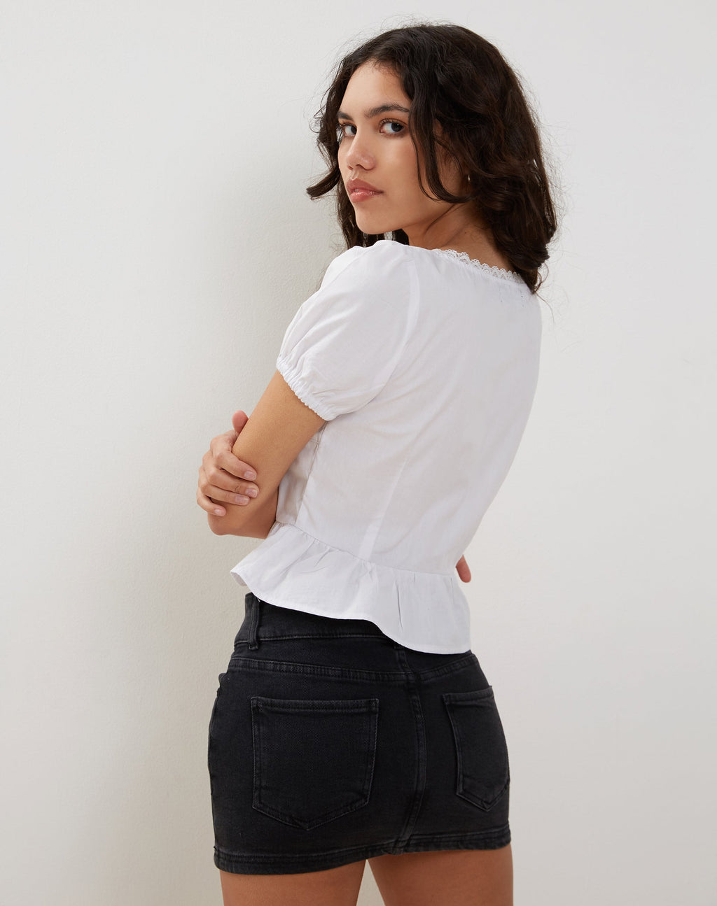 Top Suraja en popelín blanco