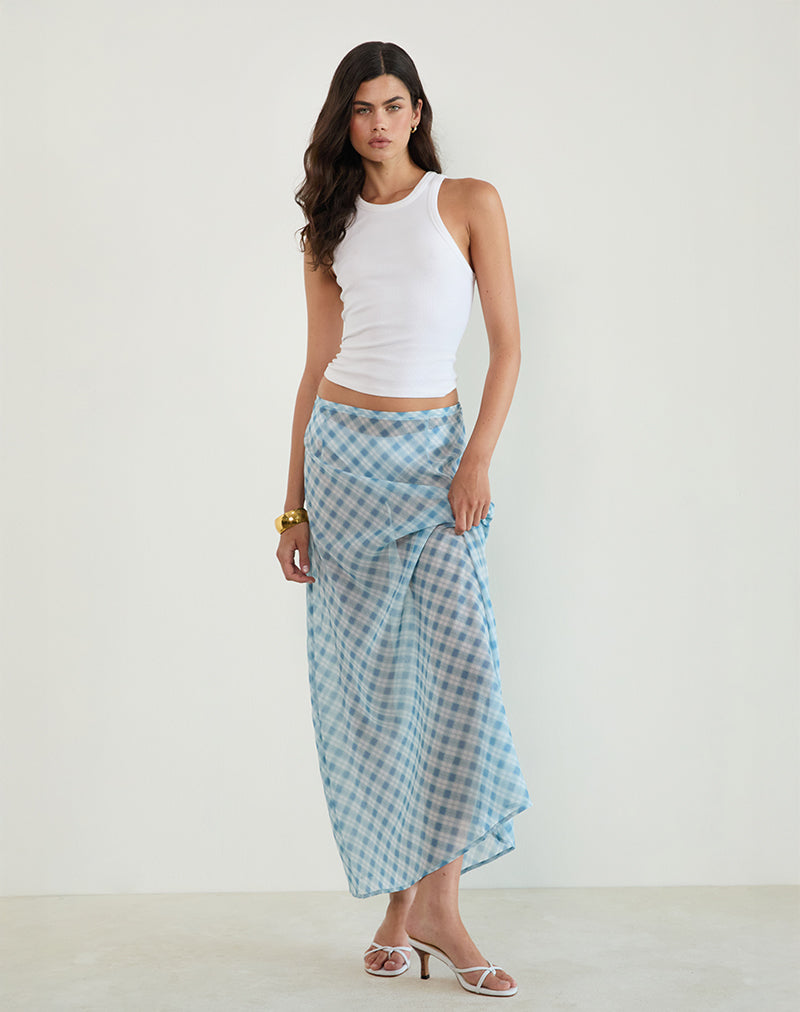 Imagen de Surina Maxi Skirt in Blurred Check Azul