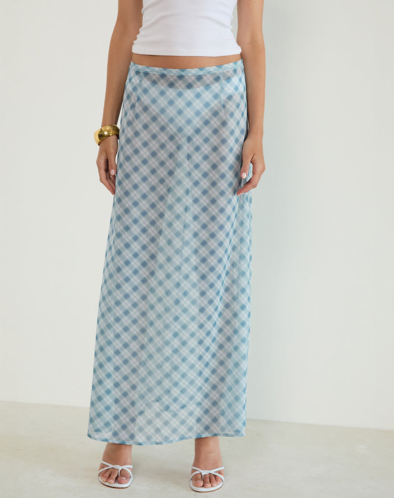 Surina Maxi Falda de cuadros desdibujados Azul