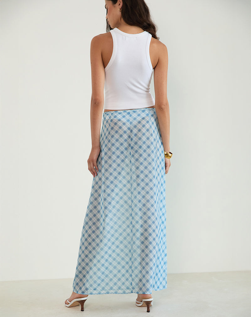 Imagen de Surina Maxi Skirt in Blurred Check Azul