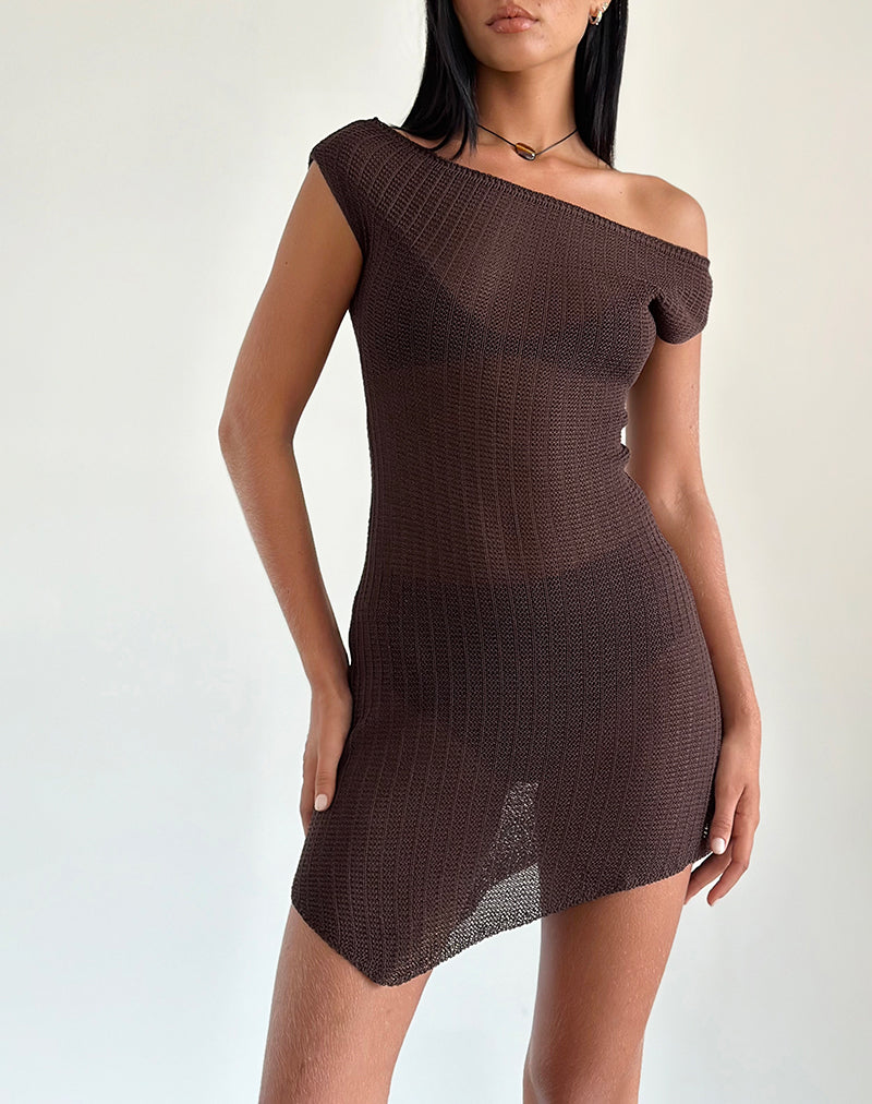 Vestido Susannah de punto elástico marrón