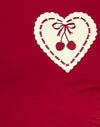 Rojo adrenalina con corazón de cereza bordado