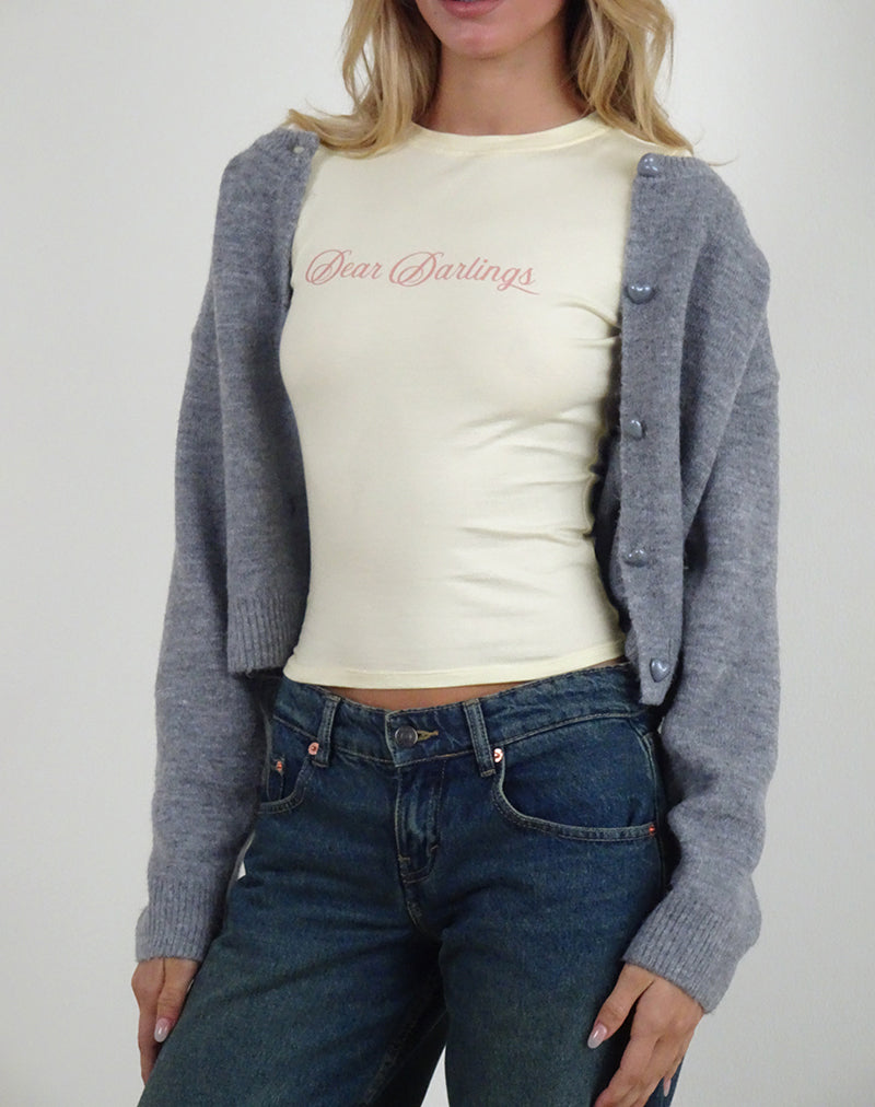 Imagen de Sutin Tee in Buttermilk with Dear Darlings Print