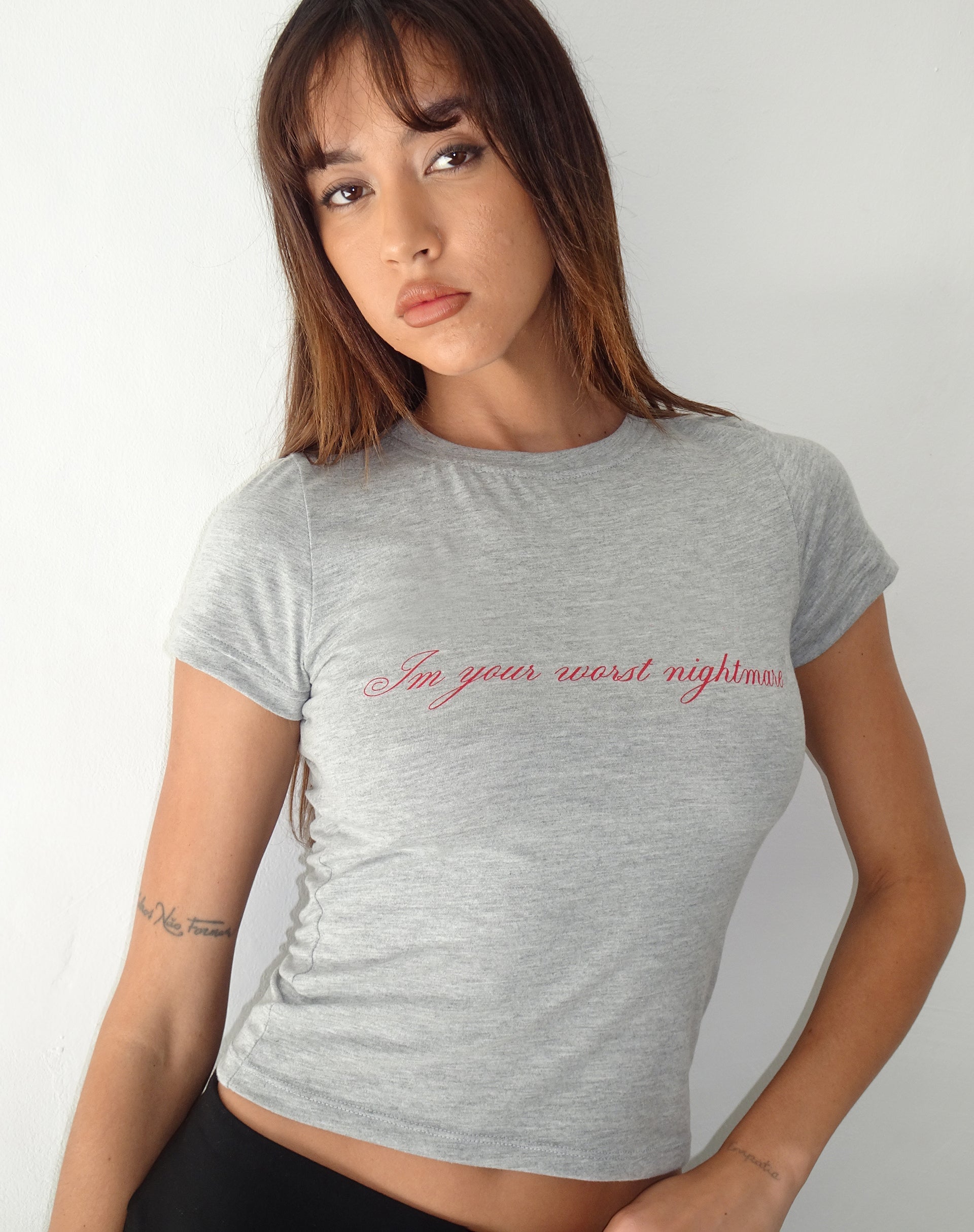 Imagen de Sutin Tee in Grey Marl with Worst Nightmare Graphic